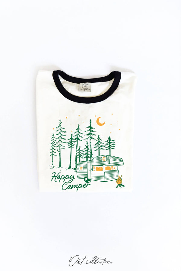 Happy Camper Ringer Graphic Top