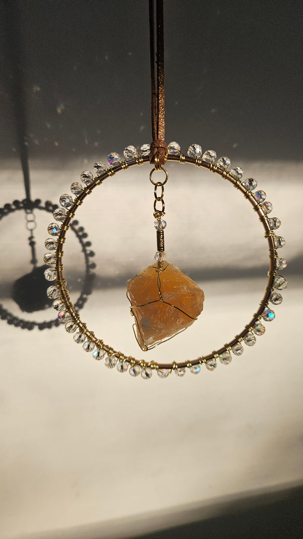 Raw Crystal Suncatcher // Single Hoop