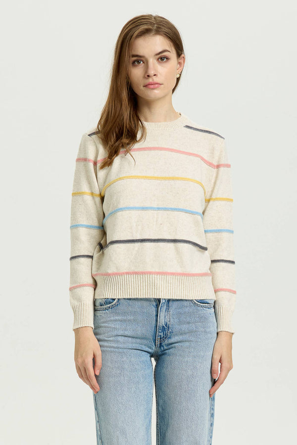 Pastel Striped Crewneck Sweater