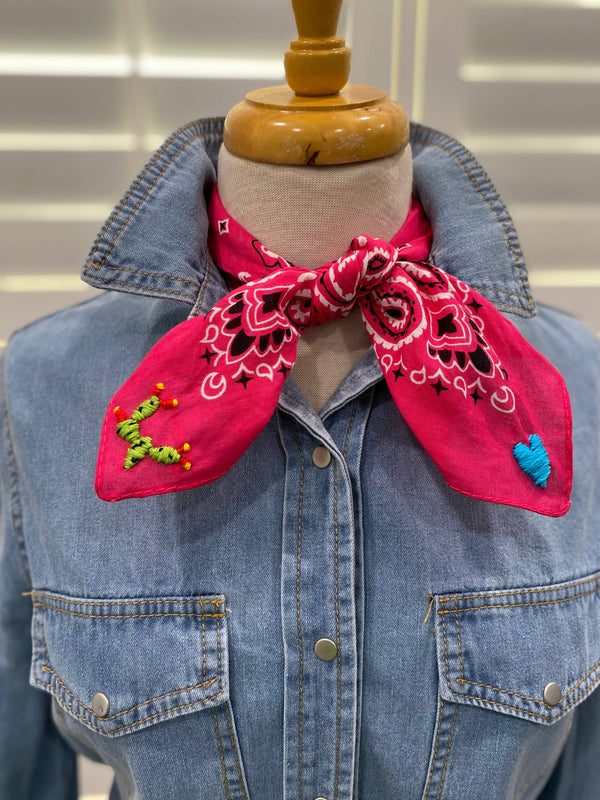 Embroidered Cactus Bandana