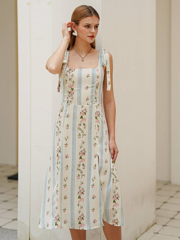 Sweet Floral Stripe Sundress