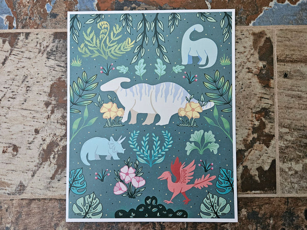 Enchanted Dinosaur Forest Art Print - 4