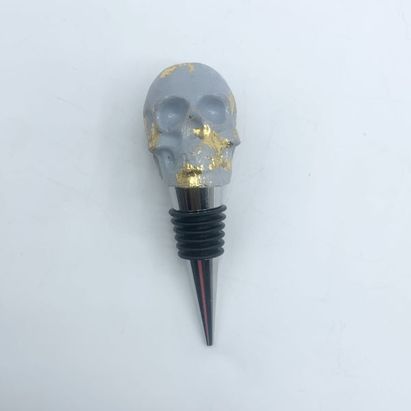 Skull Wine Stopper - Gold Foil Accent - 5