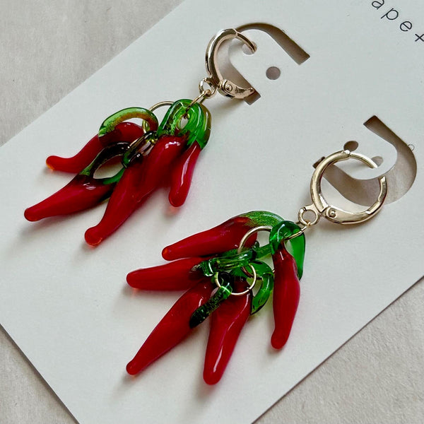 Red Pepper Glass Earrings - 2