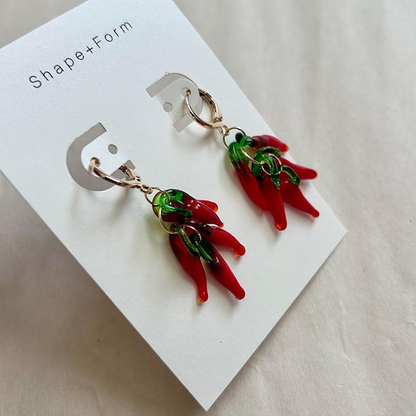 Red Pepper Glass Earrings - 3