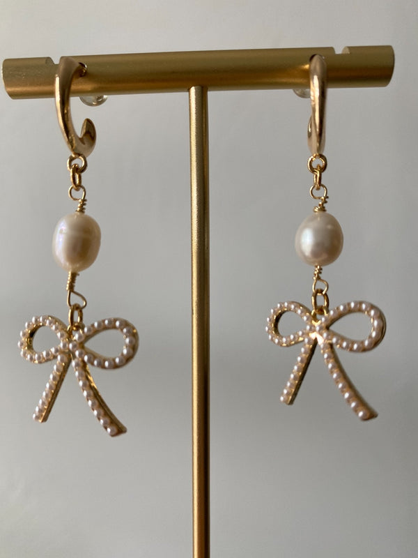 Pearl and Teardrop Crystal Bead Earrings - 2