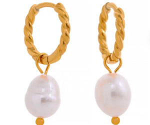 Pearl Twist huggie hoops  - 1