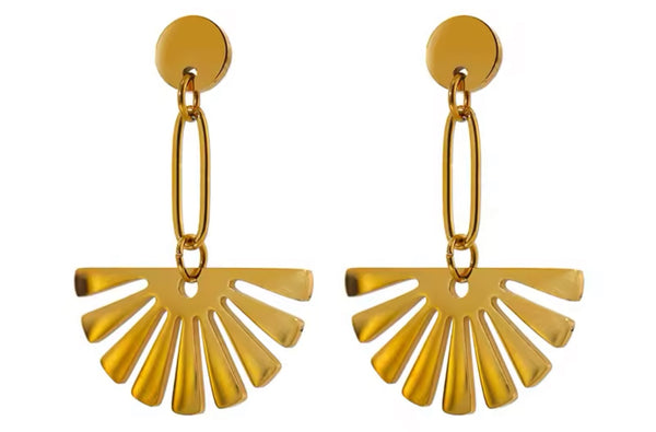 Gold sunset dangle earrings  - 1