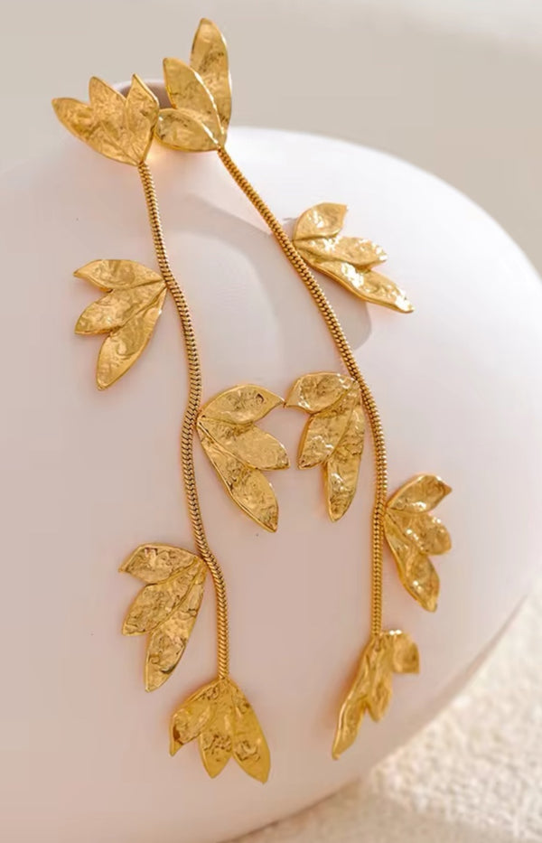 Gold long flower dangle  - 2