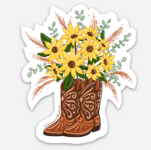 Sunflower Cowboy Boots Sticker - 1