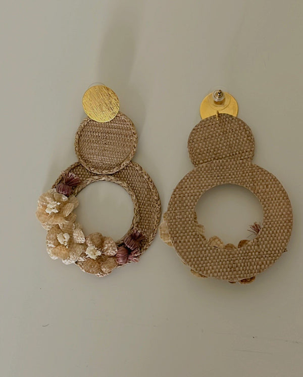 Traditional Brown Banana Fiber Earrings - 2