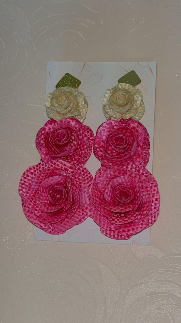 Rosie Blooming trio banana fiber earrings  - 6