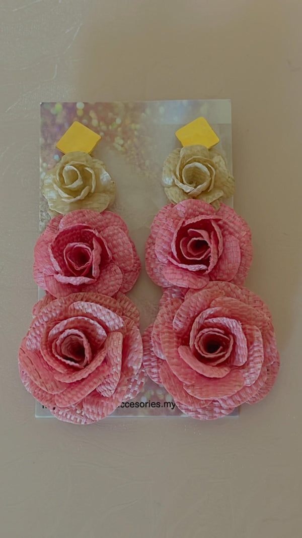 Rosie Blooming trio banana fiber earrings  - 7