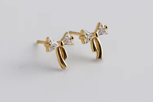 Cz gold bow studs  - 1