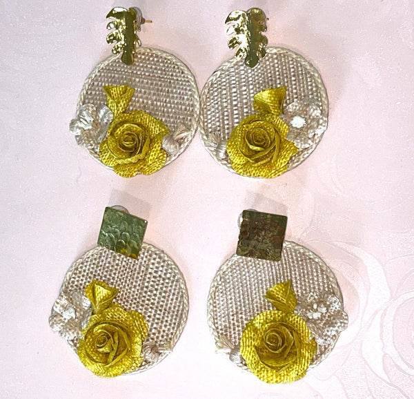 Roses with base banana fiber earrings - 10