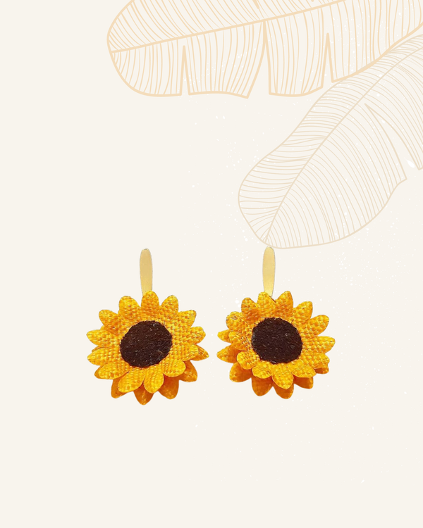 Sunflower banana fiber earrings  - 2