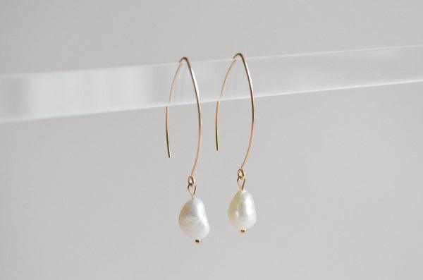 Pearl Drop 14k Gold Filled Dainty Dangle - 1