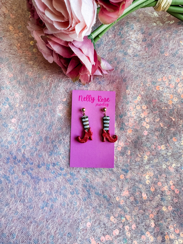 Halloween Witch Leg Clay Earrings - 2