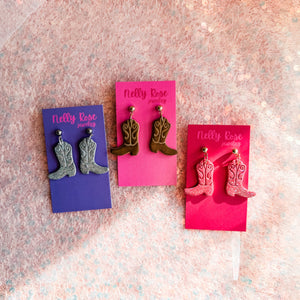 Cowgirl Boot Clay Earrings - 1