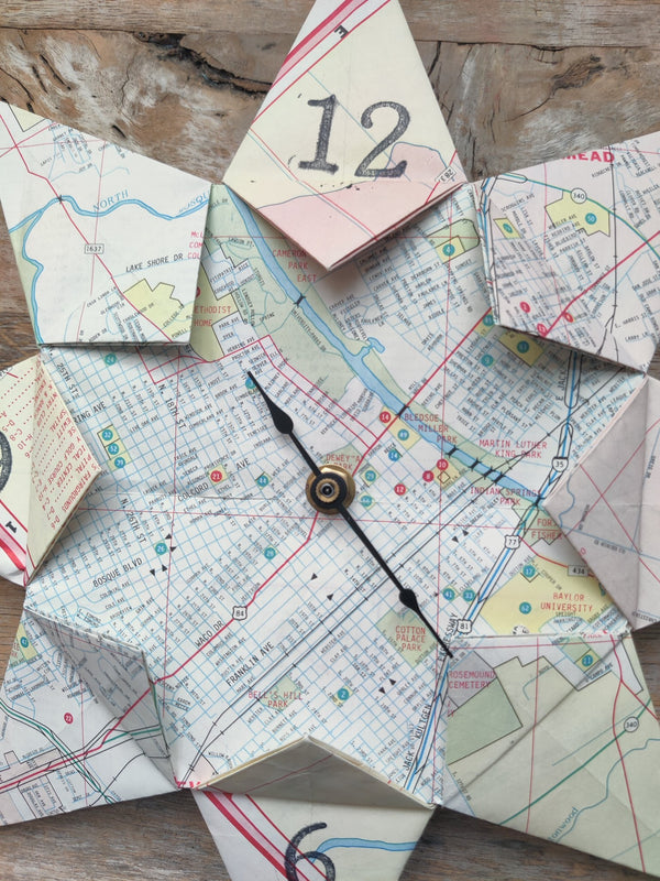 Upcycle Map Clock Waco - 2