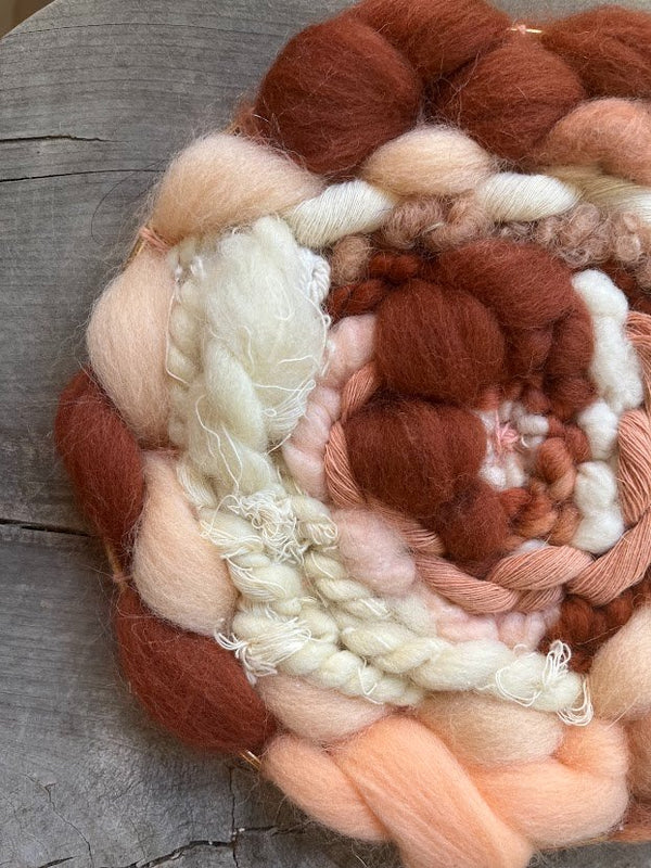 An Earthy, Peach, Fluffy Hoop Weaving - 3