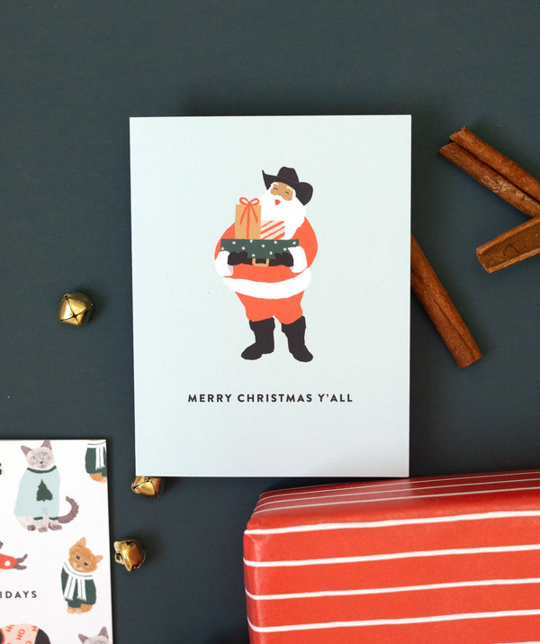 Cowboy Santa 'Merry Christmas Y'all' Card - 2