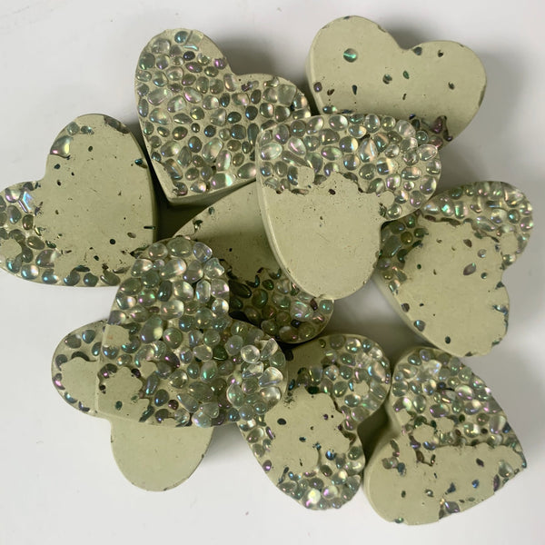 Concrete Heart Magnet with Glass Bead Detail - 6