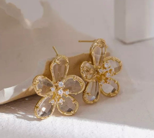 Cz Flower Earrings   - 1