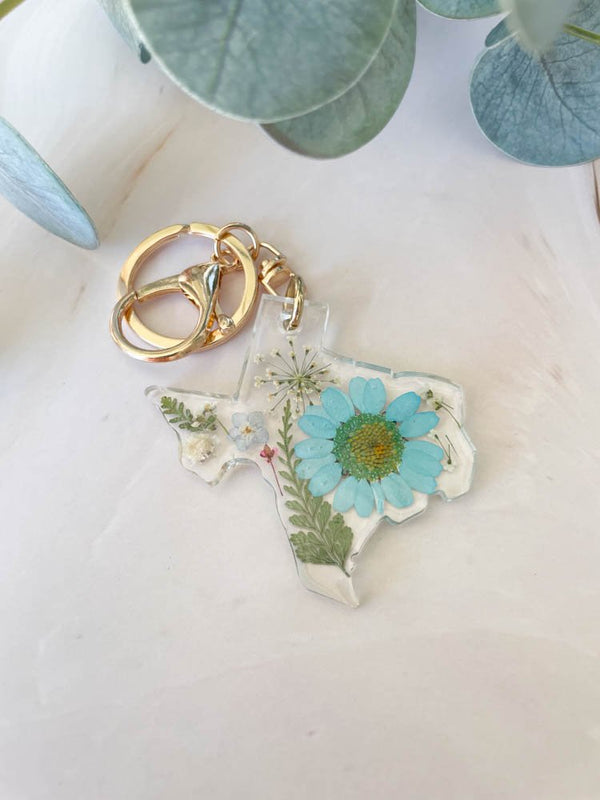 Pressed Flower Texas Keychain - 2