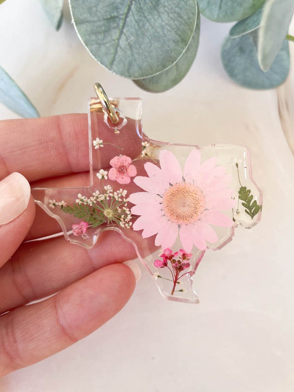 Pressed Flower Texas Keychain - 9