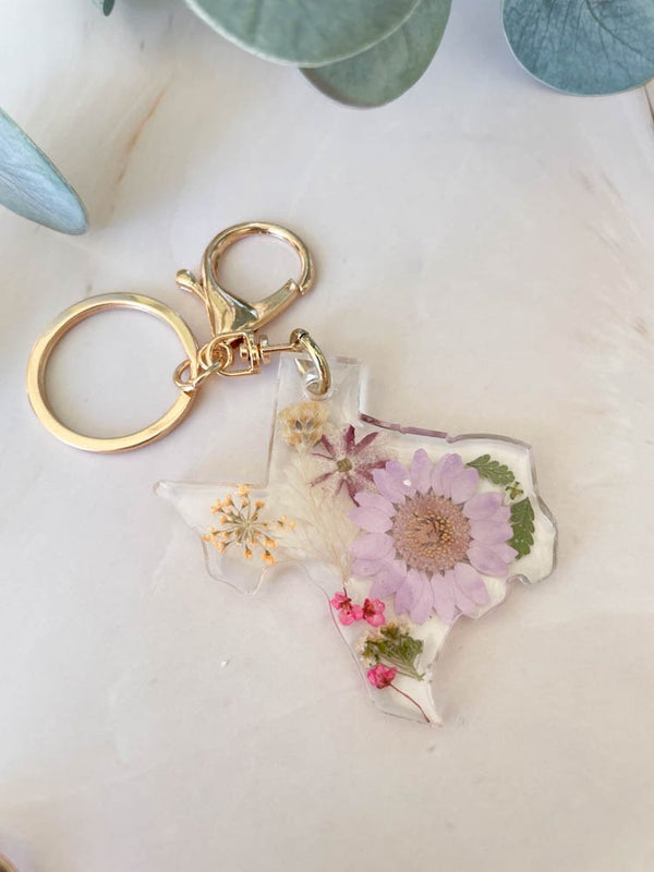 Pressed Flower Texas Keychain - 12