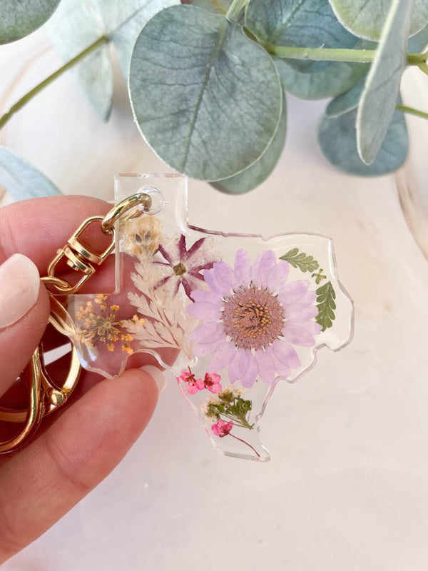 Pressed Flower Texas Keychain - 13