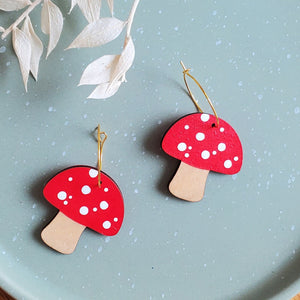 Mushroom Hoop Earrings - 1