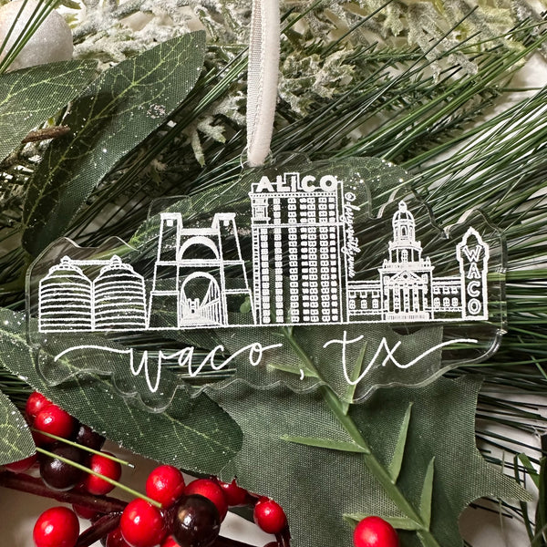 Waco Skyline Christmas Ornament - 1