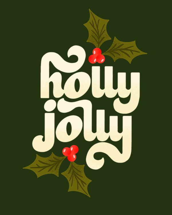 Holly Jolly - Hand Lettered Greeting Card - 2