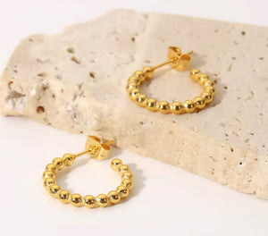 Gold Beaded Hoops - 1