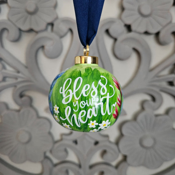 Bless Your Heart Wildflower Handpainted Ornament - 1