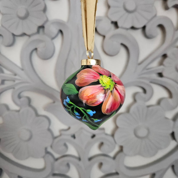 Dark Floral Handpainted Ornament - 3