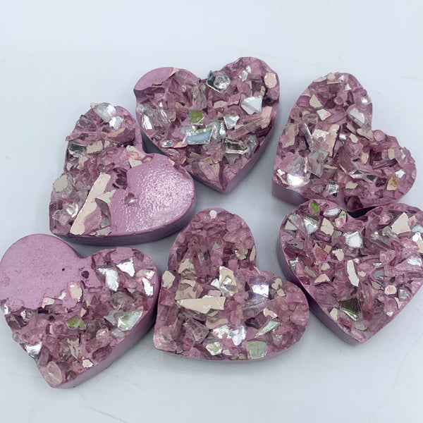 Concrete Heart Magnet with Crushed Glass Detail - 5