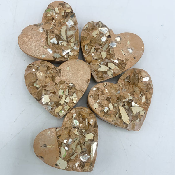 Concrete Heart Magnet with Crushed Glass Detail - 4