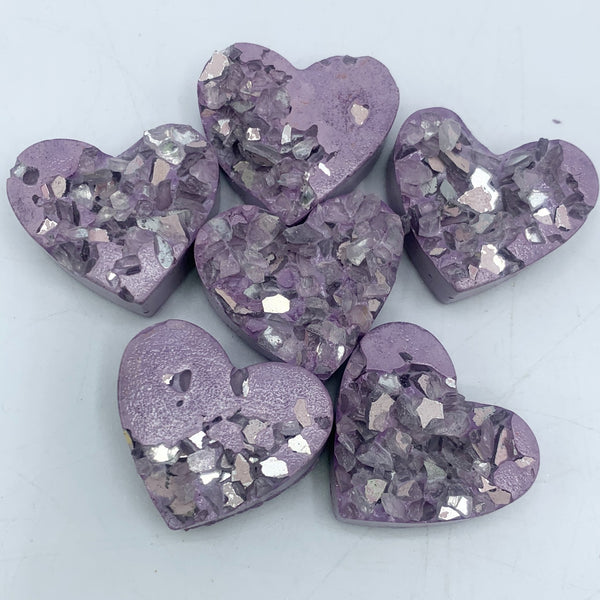 Concrete Heart Magnet with Crushed Glass Detail - 3