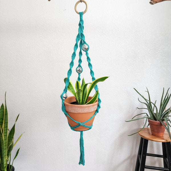 Handmade Macrame Disco Ball Plant Hanger - 7