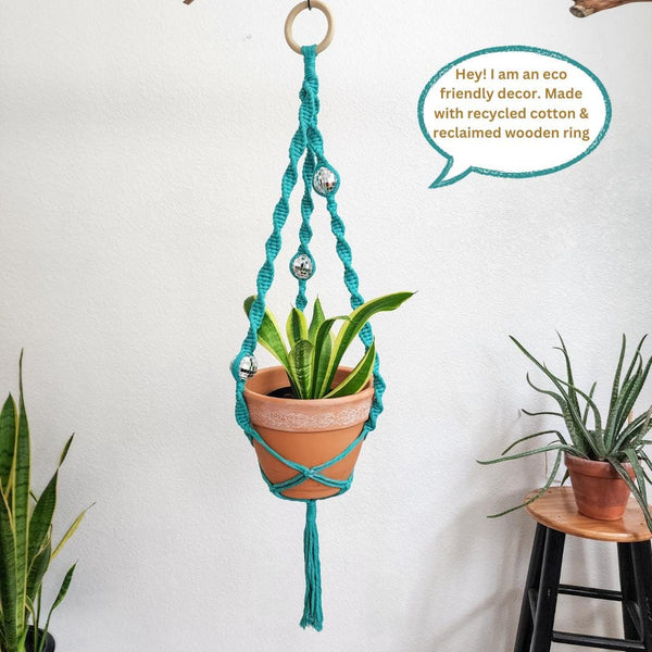 Handmade Macrame Disco Ball Plant Hanger - 9