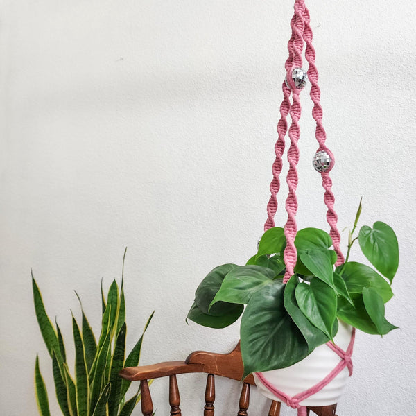 Handmade Macrame Disco Ball Plant Hanger - 3