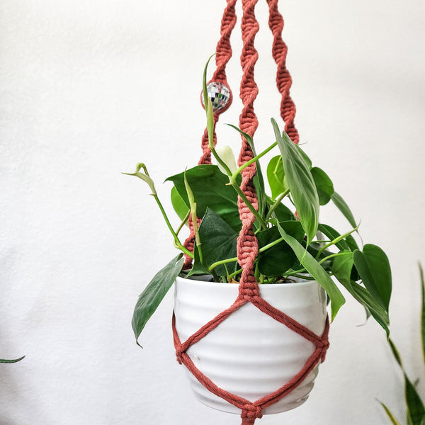 Handmade Macrame Disco Ball Plant Hanger - 1