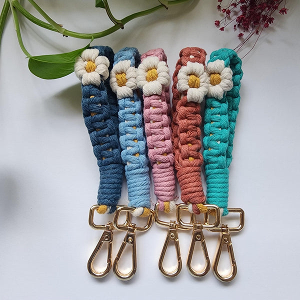 Handwoven Mini Floral Finger Keychain - 5