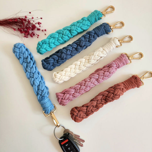 Handmade Braided Wristlet for Keys and Wallets - 4