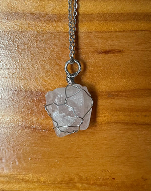 Raw cloudy quartz crystal necklace  - 1