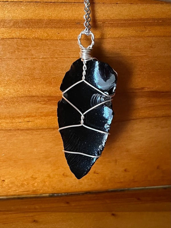 Arrow head obsidian necklace  - 2