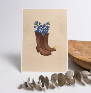 Cowboy Boots and Bluebonnet Art Print - 1